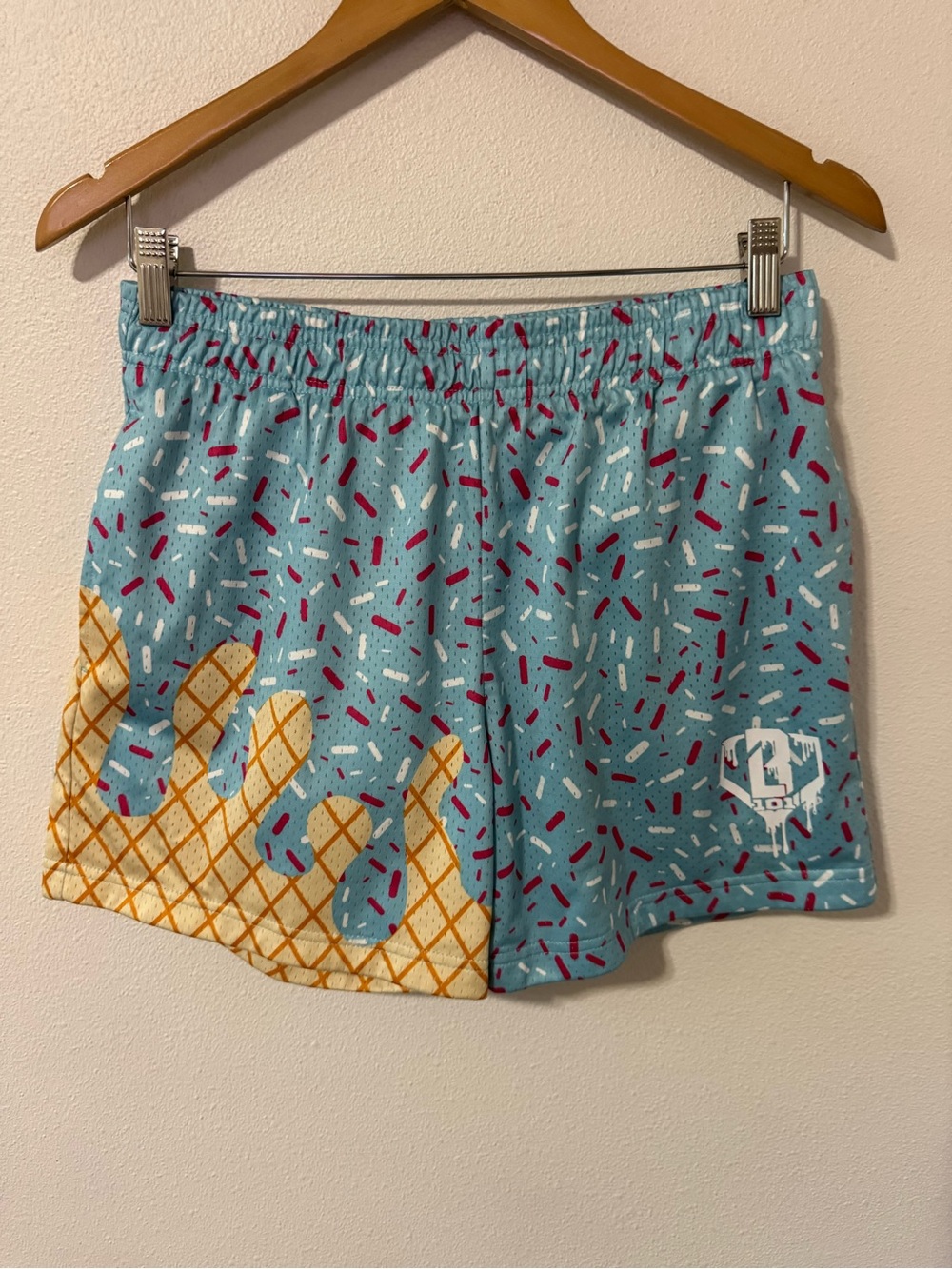 Baseball Lifestyle 101 Ice Cream Shorts Cotton Candy Blue Sprinkle Pockets-Small